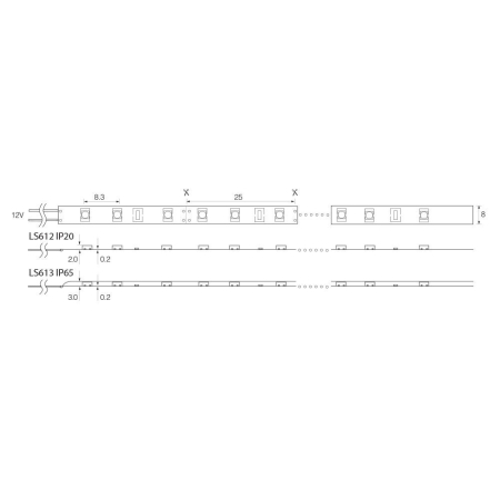 Cветодиодная LED лента Feron LS613, 120SMD(2835)/м 9.6Вт/м  5м IP65 12V 3000К 27732
