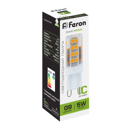 Лампа светодиодная Feron LB-432 G9 5W 4000K 25770