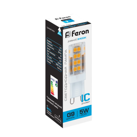Лампа светодиодная Feron LB-432 G9 5W 6400K 25771