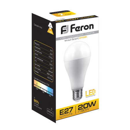 Лампа светодиодная Feron LB-98 Шар E27 20W 2700K 25787