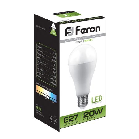 Лампа светодиодная Feron LB-98 Шар E27 20W 4000K 25788
