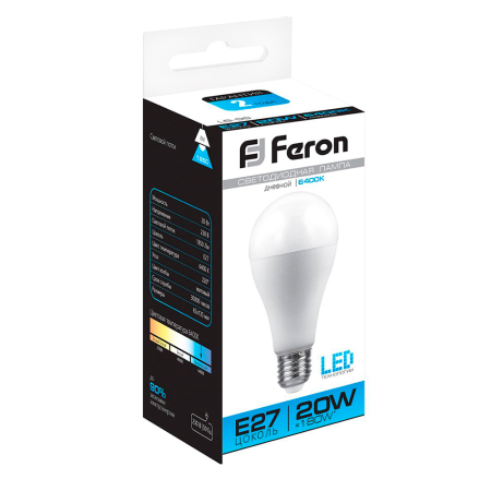 Лампа светодиодная Feron LB-98 Шар E27 20W 6400K 25789
