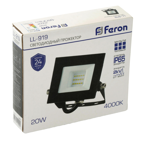Светодиодный прожектор Feron LL-919 IP65 20W 4000K 29493