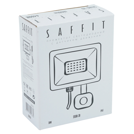 Светодиодный прожектор SAFFIT с выносным датчиком SFL80-20 IP65 20W 6400K черный 29522