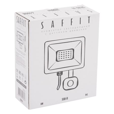 Светодиодный прожектор SAFFIT с выносным датчиком SFL80-30 IP65 30W 6400K черный 29523
