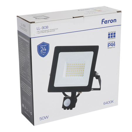Светодиодный прожектор Feron с датчиком LL-908 IP44 50W 6400K 29558