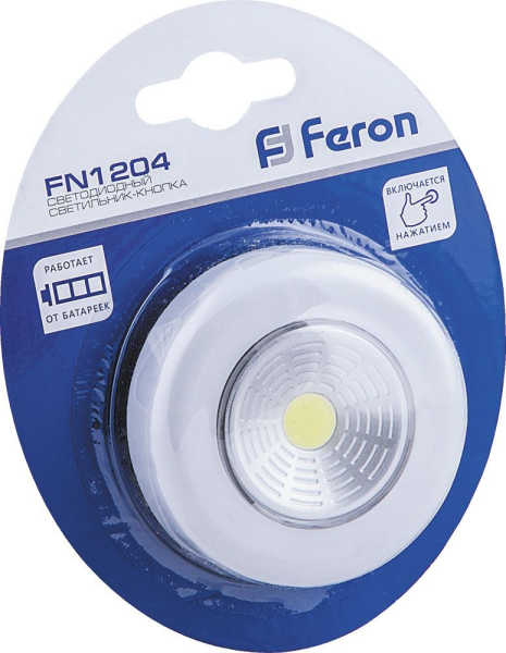 Светодиодный светильник-кнопка Feron FN1204 (1шт в блистере), 2W, белый 23373