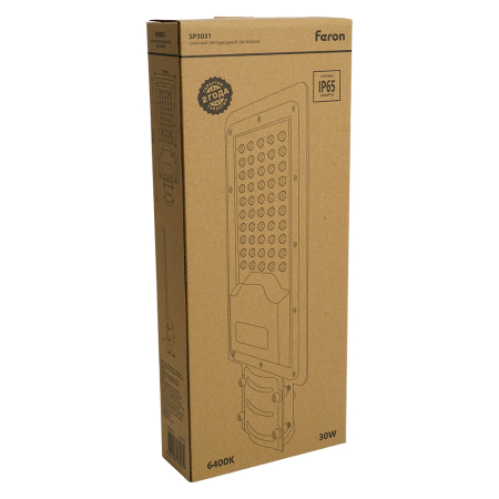 Светодиодный уличный консольный светильник Feron SP3031 30W 6400K 230V, серый 32576