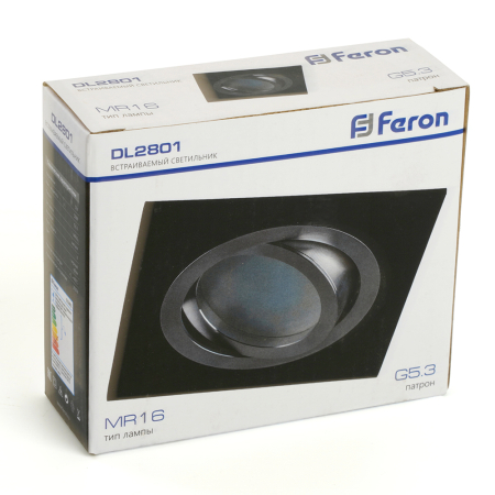 Светильник встраиваемый Feron DL2801 потолочный MR16 G5.3 черный-хром 32638