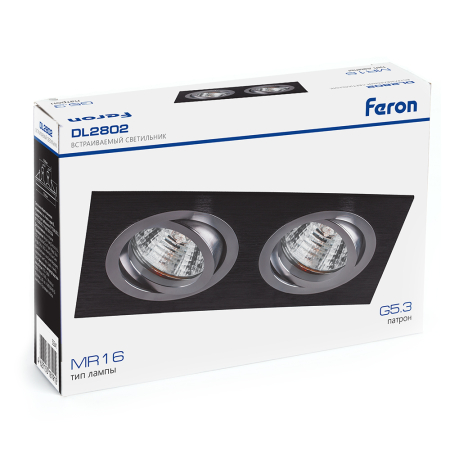 Светильник встраиваемый Feron DL2802 потолочный MR16 G5.3 черный-хром 32641