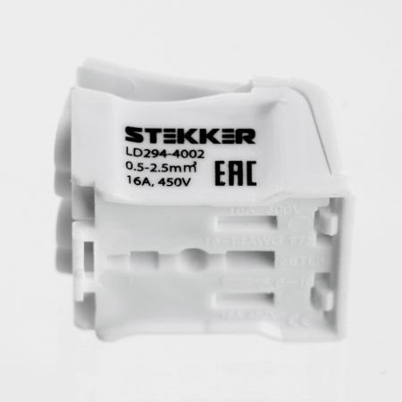Клемма монтажная STEKKER, LD294-4002, для подключения фазных проводников, 2 контактные группы (3 ввода, 3 вывода на полюс) 32733