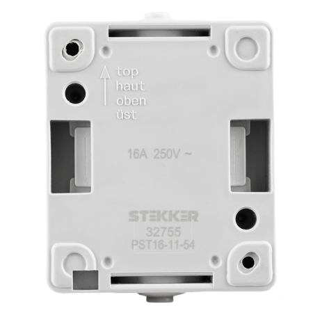 Розетка 1-местная с крышкой с/з STEKKER, PST16-11-54, пластик АВS, 250В, 16А, IP54, серый/графит 32755