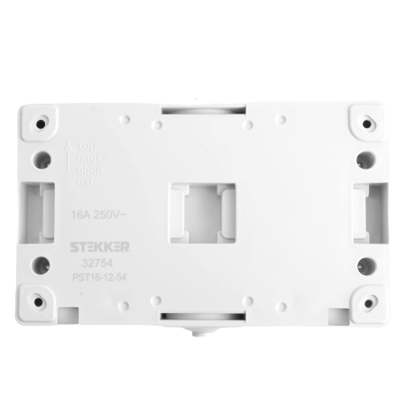 Розетка 2-местная с крышкой с/з STEKKER PST16-12-54, пластик АВS, 250В, 16А, IP54, серый/графит 32754