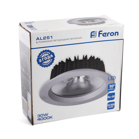 Светодиодный светильник Feron AL251 встраиваемый 30W 4000K белый 32611