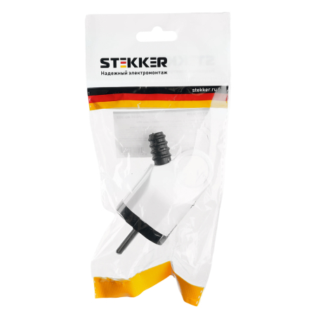 Вилка угловая с ушком с/з STEKKER, PPG16-40-202, пластик, 250В, 16A, IP20, белый 32849
