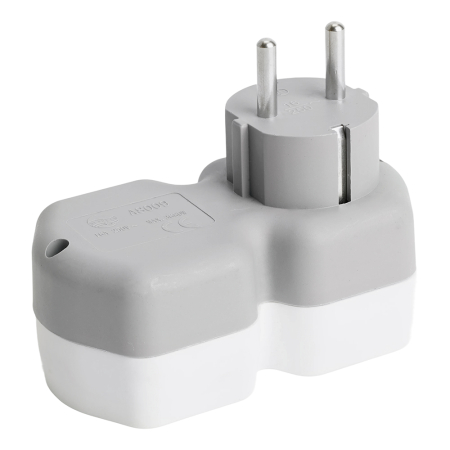 Разветвитель сетевой 2-местный с/з STEKKER ADP16-12-20, 250V,16A, ABS огнеустойчивый пластик, белый/серый 32870