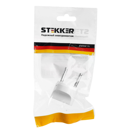 Переходник сетевой STEKKER ADP6-04-20 Питер б/з 250В, 6A полипропилен, белый 32860
