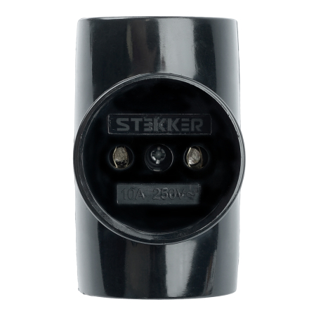 Разветвитель сетевой 3-местный б/з STEKKER ADP10-15-20, 250В, 10A, IP20, черный 39001
