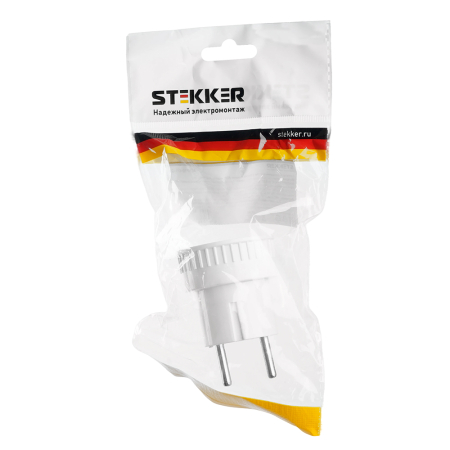 Переходник сетевой б/з STEKKER ADP10-05-20, 250В, 10A, IP20, белый 39005