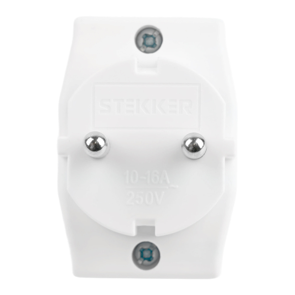 Разветвитель сетевой 3-местный компактный б/з STEKKER ADP10-16-20, 250В, 10A, IP20, белый 39006