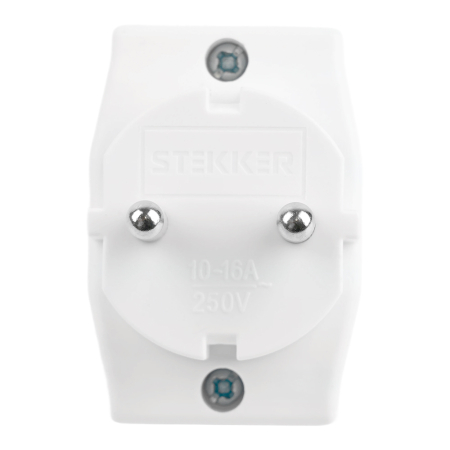 Разветвитель сетевой 3-местный компактный б/з STEKKER ADP10-16-20, 250В, 10A, IP20, белый 39006