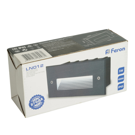 Светодиодный светильник Feron LN012 встраиваемый 5W 4000K, IP65, серый 41174