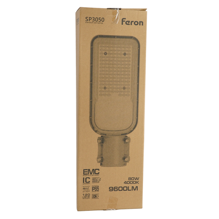 Светодиодный уличный консольный светильник Feron SP3050 80W 4000K 230V, серый 41267