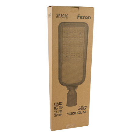 Светодиодный уличный консольный светильник Feron SP3050 100W 5000K 230V, серый 41268