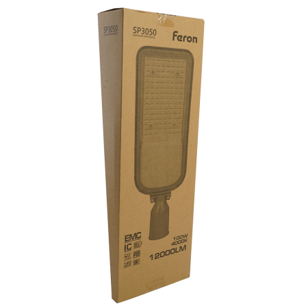 Светодиодный уличный консольный светильник Feron SP3050 100W 4000K 230V, серый 41269