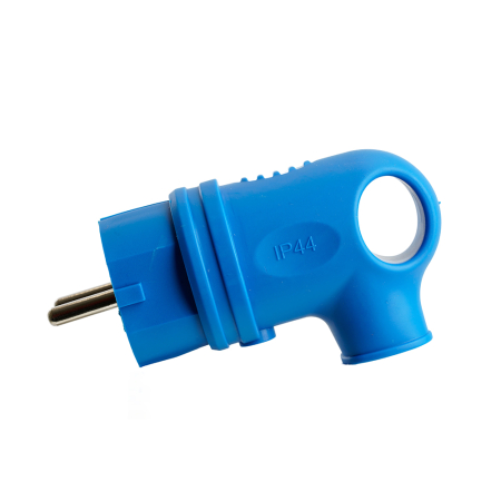 Вилка угловая с/з STEKKER, RPG16-21-442 (В 16-002), каучук, 250В, 16A, IP44, синий 39254