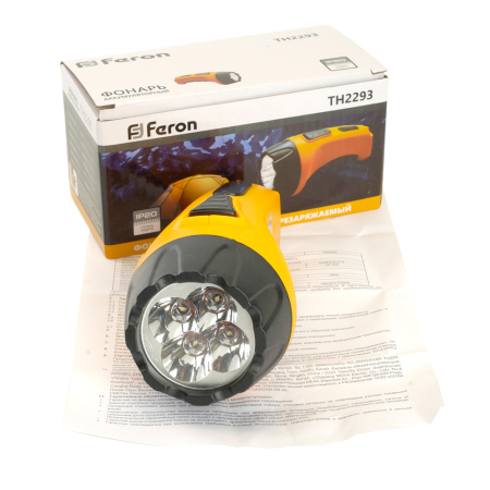 Фонарь аккумуляторный, 4 LED DC (свинцово-кислотная батарея), желтый, TH2293 (TH93A) 12651