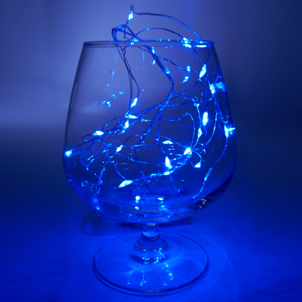 Светодиодная гирлянда Feron CL570 линейная Роса, синий, статичная, 2м + 0.5м, с питанием от батареек, прозрачный шнур 32367