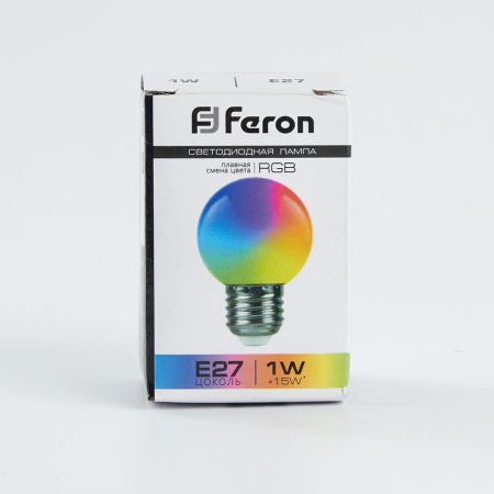 Лампа светодиодная Feron LB-37 Шарик матовый E27 1W RGB плавная сменая цвета 38116