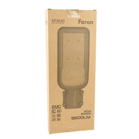 Светодиодный уличный консольный светильник Feron SP3040 80W 5000K 230V, серый 41549