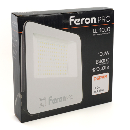 Светодиодный прожектор Feron.PRO LL-1000 IP65 100W 6400K  черный 41541
