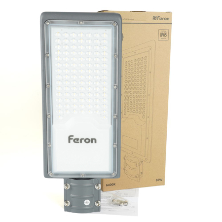 Светодиодный уличный консольный светильник Feron SP3034 80W 6400K 230V, серый 41580