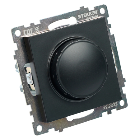 Выключатель диммирующий (механизм), STEKKER GLS10-7106-05, 250V, 500W, серия Катрин, черный 39615