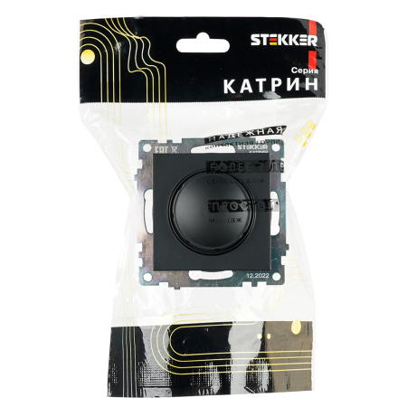 Выключатель диммирующий (механизм), STEKKER GLS10-7106-05, 250V, 500W, серия Катрин, черный 39615