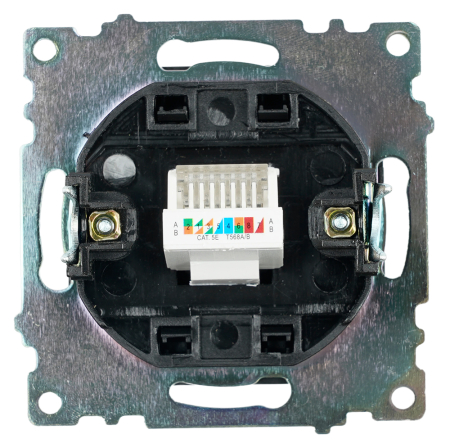 Розетка компьютерная 1-местная RJ-45 (механизм), STEKKER GLS00-7107-05, серия Катрин, черный 39613
