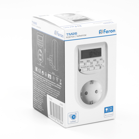 Розетка с таймером Feron TM26 недельная электронная мощность 2300W/10A 41815