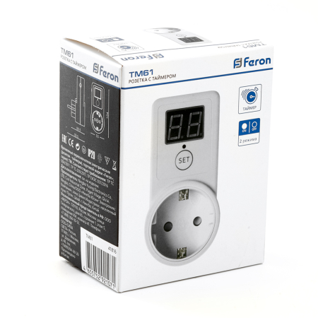 Розетка с таймером Feron TM61 обратного отсчета электронная мощность 2300W/10A 41816