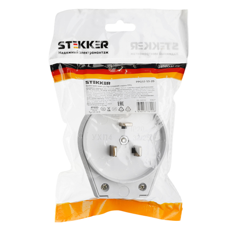 Вилка для плит STEKKER, PPG32-52-20, с/з, 250В, 32А, белый 39827