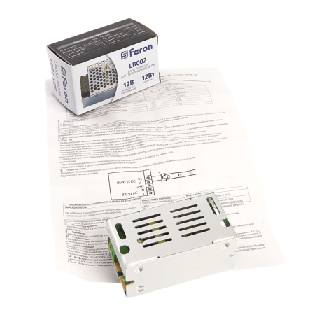 Трансформатор электронный для светодиодной ленты 12W 12V (драйвер), LB002 48005