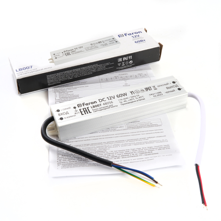 Трансформатор электронный для светодиодной ленты 60W 12V IP67 (драйвер), LB007 48056