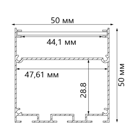 Профиль  накладной 50х50мм алюминиевый, серебро, 2м, CAB269 48121