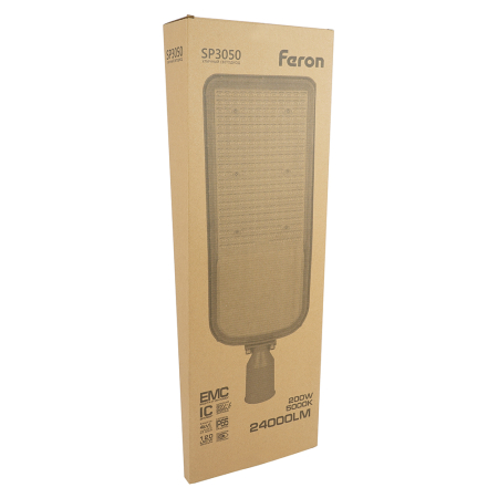 Светодиодный уличный консольный светильник Feron SP3050 200W 5000K 230V, серый 48170