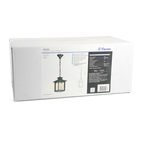Светильник садово-парковый Feron PL555 на стену вниз  60W E27 230V, черный 48335