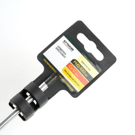 Отвертка крестовая STEKKER Ph 2 х 100 мм, Cr-V двухкомпонентная рукоятка, SDM-PH2-100 39770