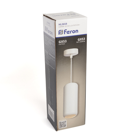 Светильник потолочный Feron HL3658 Barrel ECHO levitation  12W, 230V, GX53, белый, с антибликовой сеточкой, на подвесе 1,7 м 48402