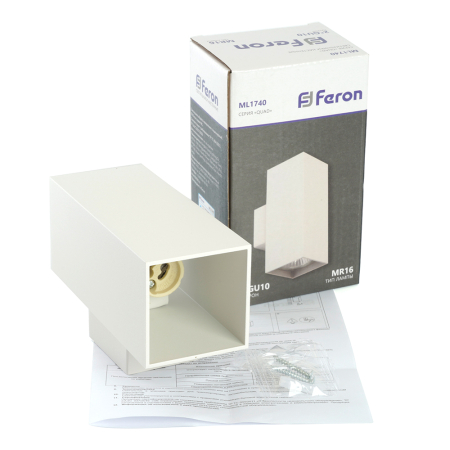 Светильник  настенный Feron ML1740 QUAD   MR16 35W, 230V, 2*GU10,  белый IP20 48428